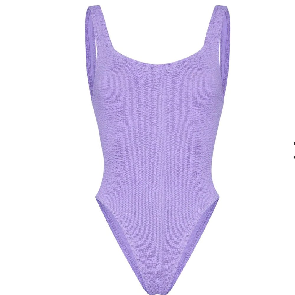 Hunza G square neck crinkle swimsuit in Lilac - OS